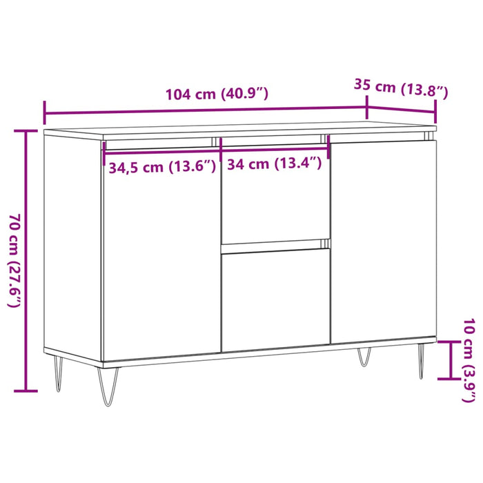 Бюфет Old Wood 104x35x70 cm Engineered Wood