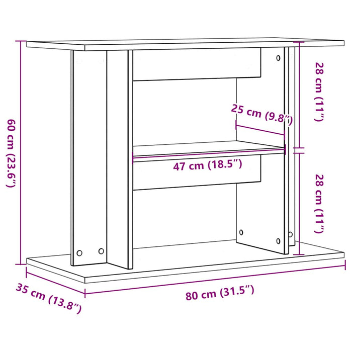 Подставка для аквариума, старое дерево, 80x35x60 см, композитная древесина