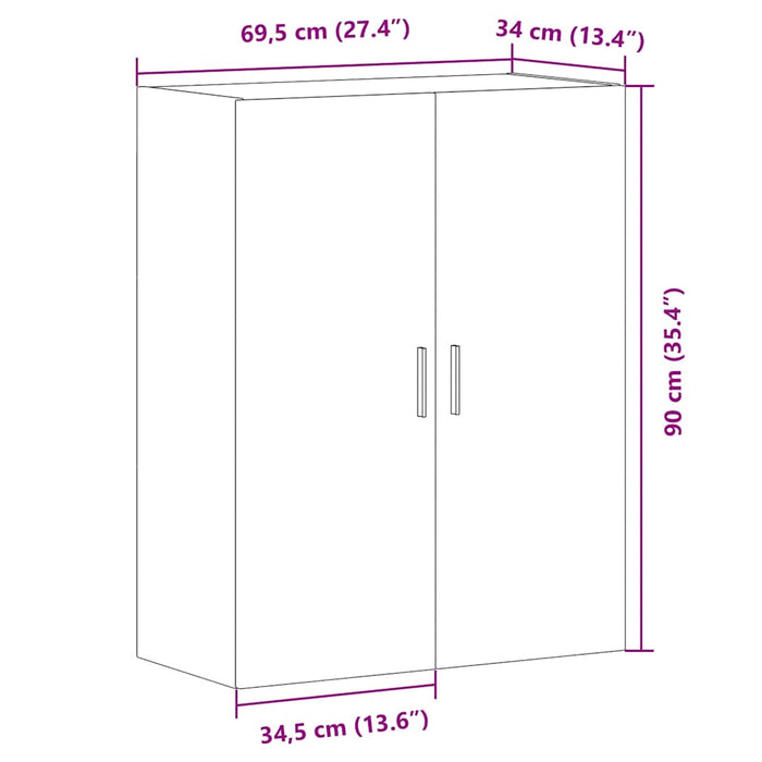 Wall Mounted Cabinet Old Wood 69.5x34x90 cm