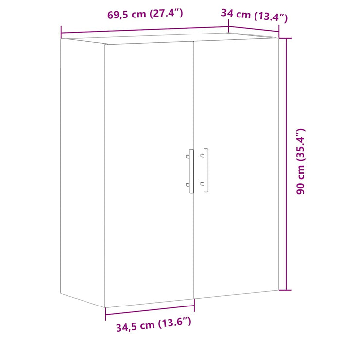 Wall Mounted Cabinet Old Wood 69.5x34x90 cm