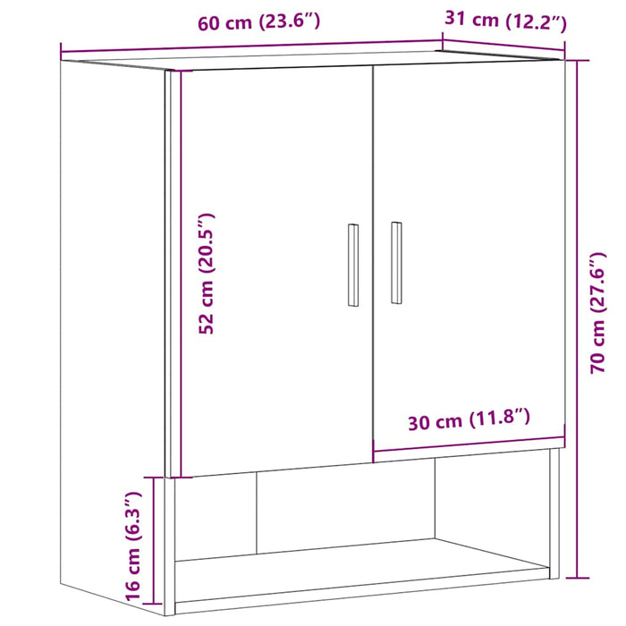 Wall Cabinet Artisan Oak 60x31x70 cm Engineered Wood