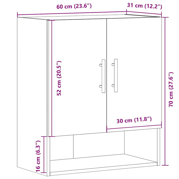 Wall Cabinet Artisan oak 60x31x70 cm Engineered Wood