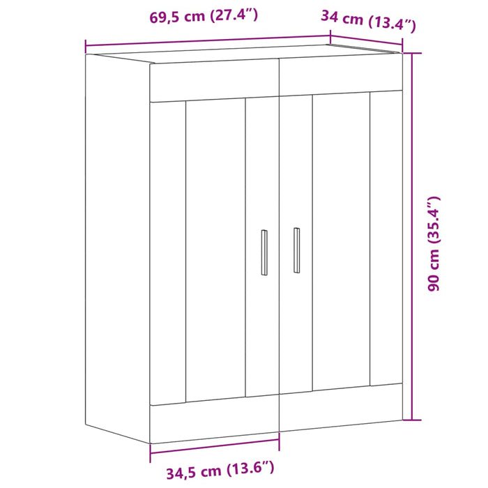 Wall Mounted Cabinet Old Wood 69.5x34x90 cm Engineered Wood