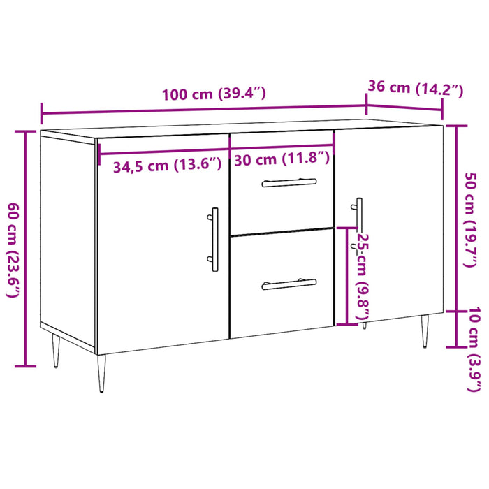 Бюфет Old Wood 100x36x60 cm Engineered Wood