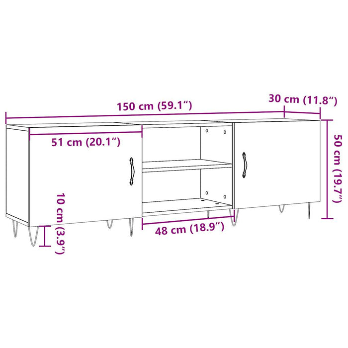 TV Cabinet Old Wood 150x30x50 cm Engineered Wood