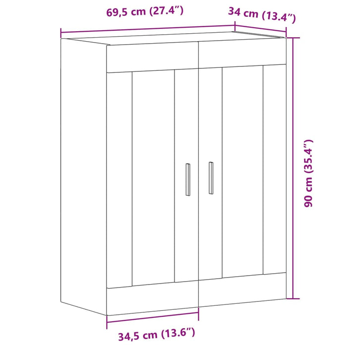 Wall Mounted Cabinet Old Wood 69.5x34x90 cm