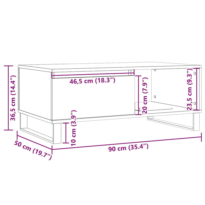 Masuta de cafea Lemn Vechi 90x50x36,5 cm Lemn de Inginerie