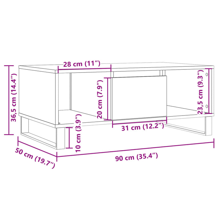 Masuta de cafea Lemn Vechi 90x50x36,5 cm Lemn de Inginerie