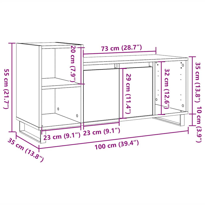 TV Cabinet Old Wood 100x35x55 cm Engineered Wood