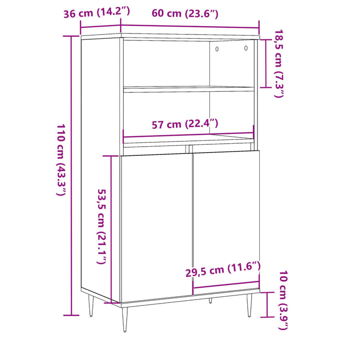 Высокая доска Old Wood 60x36x110 см Инженерная древесина