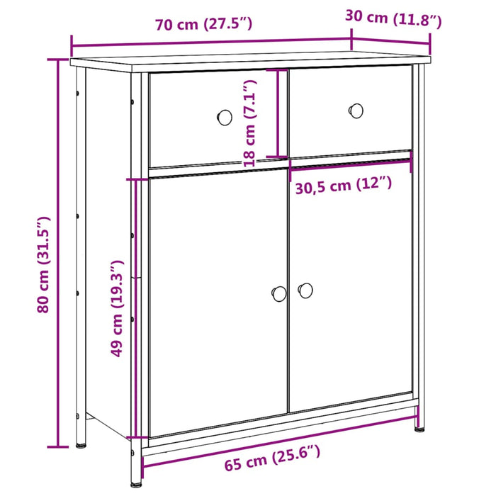 Бюфет занаятчийски дъб 70x30x80 см инженерно дърво