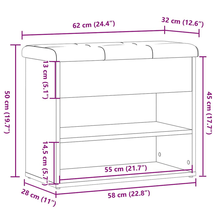 Shoe Bench Old Wood 62x32x50 cm Engineered Wood