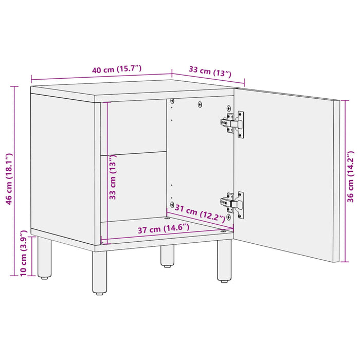 Bedside Cabinet 2 pcs Black 40x33x46 cm Solid Wood Mango