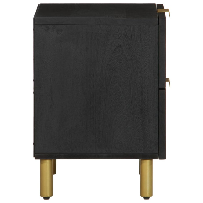 Bedside Cabinet 2 pcs Black 40x33x46 cm Solid Wood Mango