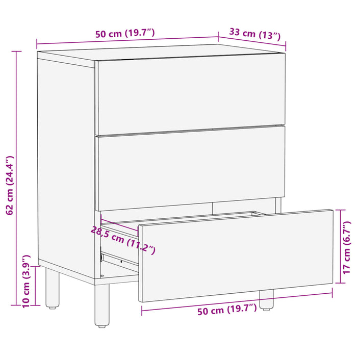 Нощно шкафче Черно 50x33x62 см Инженерно дърво