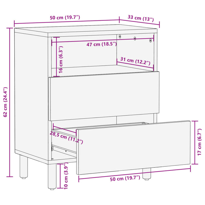 Bedside Cabinet Black 50x33x62 cm Engineered Wood