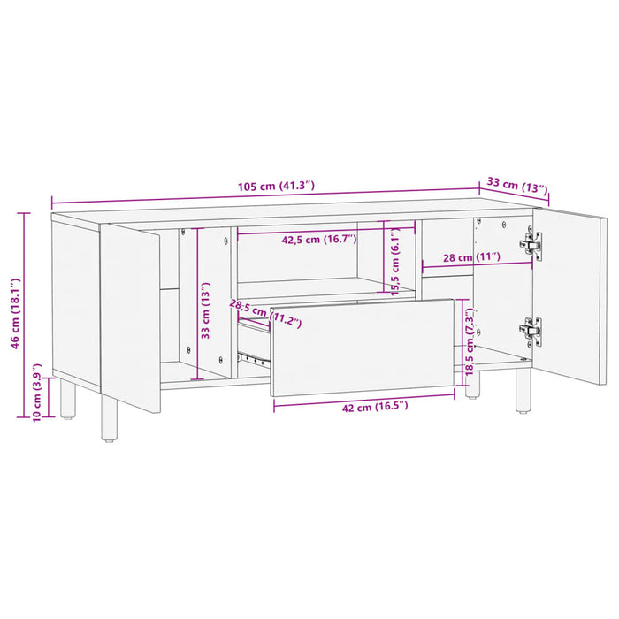 TV Cabinet Black 105x33x46 cm Engineered Wood