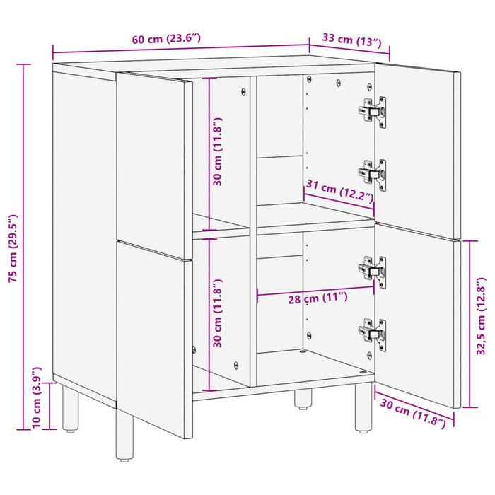 Sideboard Black 60x33x75 cm Engineered Wood