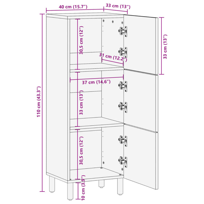 Highboard Black 40x33x110 cm Engineered Wood