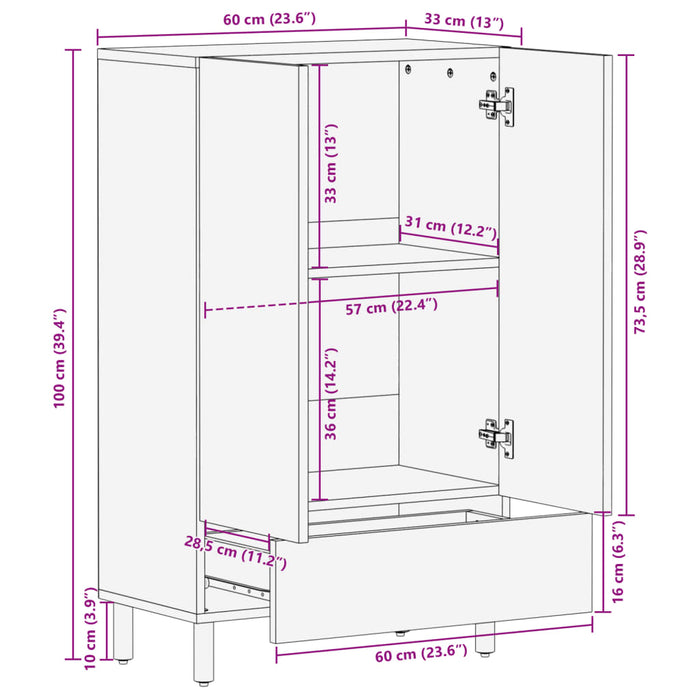 Highboard Черен 60x33x100 cm Engineered Wood