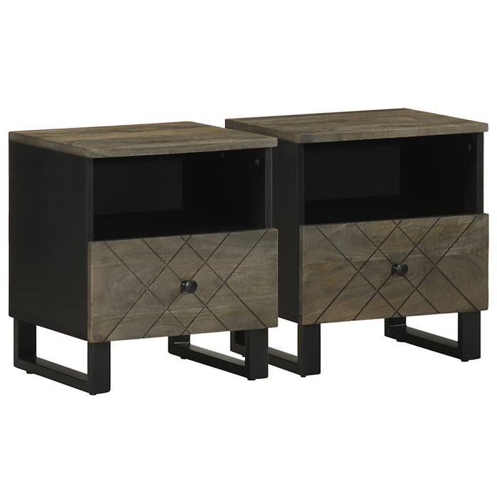 Bedside Cabinets 2 pcs Black 40x33x46 cm Solid Wood Mango