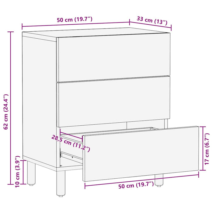 Bedside Cabinet Brown 50x33x62 cm Solid Wood Mango