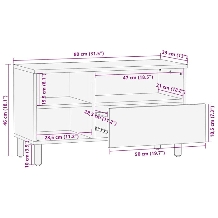 TV Cabinet Brown 80x33x46 cm Solid Wood Mango