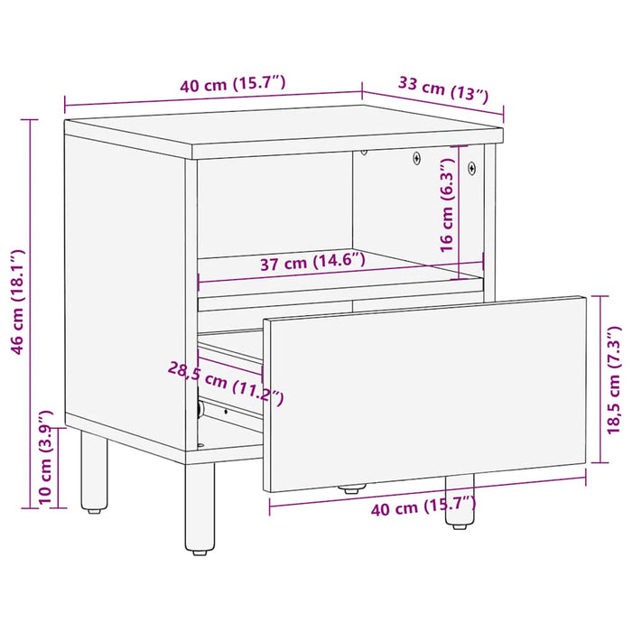 Bedside Cabinet 40x33x46 cm Solid Wood Acacia