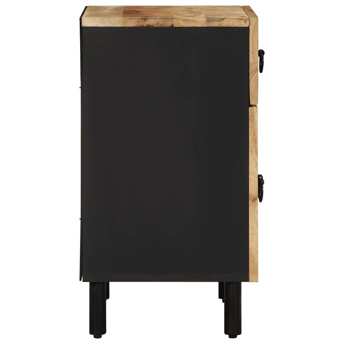 Bed Cabinet Black 50x33x60 cm Solid Rough Wood Mango