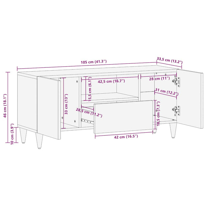 TV Cabinet 105x33.5x46 cm Solid Wood Mango