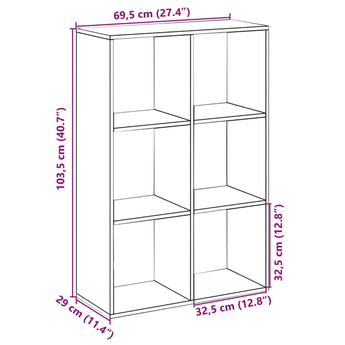 Разделитель комнаты книжный шкаф Sonoma Oak 69.5x29x103.5 см Инженерное дерево