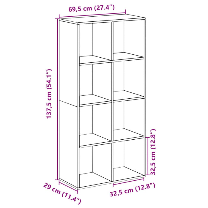 Room Divider Bookcase White 69.5x29x137.5 cm Engineered Wood