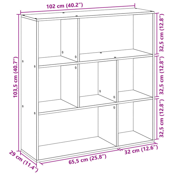 Room Divider Bookcase Artisan Oak 102x29x103.5 cm Engineered Wood