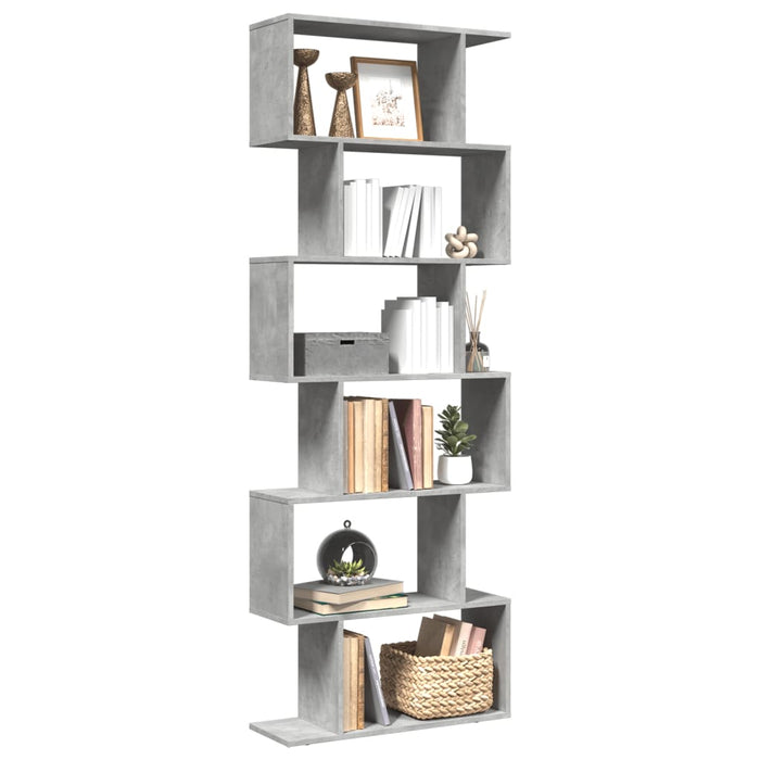 Room Divider Bookcase 6-Tier Concrete Grey 70x24x193 cm Engineered Wood