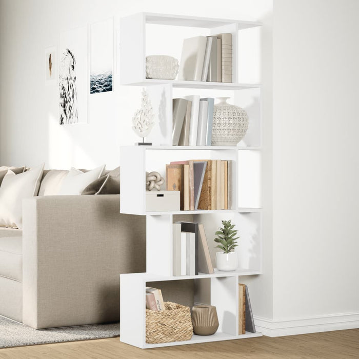 Room Divider Bookcase 5-Tier White 70x24x161 cm Engineered Wood