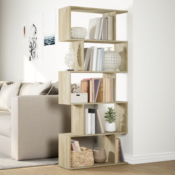 Room Divider Bookcase 5-Tier Sonoma Oak 70x24x161 cm Engineered Wood