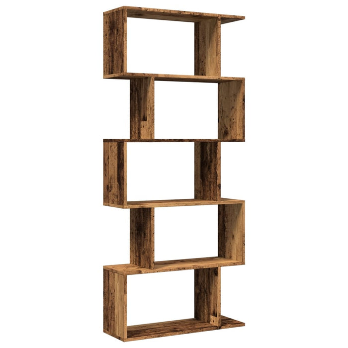 Room Divider Bookcase 5-Tier Old Wood 70x24x161 cm Engineered Wood