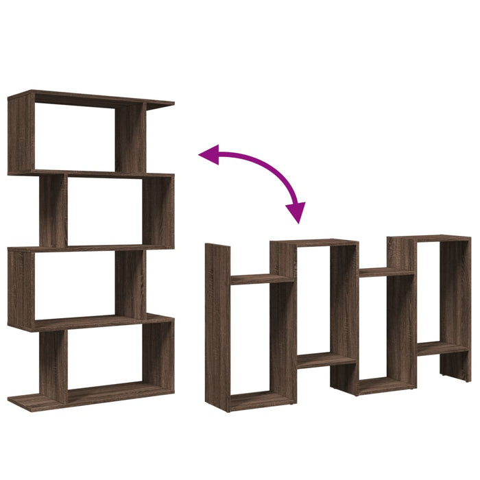 Етажерка за разделител на стая 4 нива кафяв дъб 70x24x129 см инженерно дърво