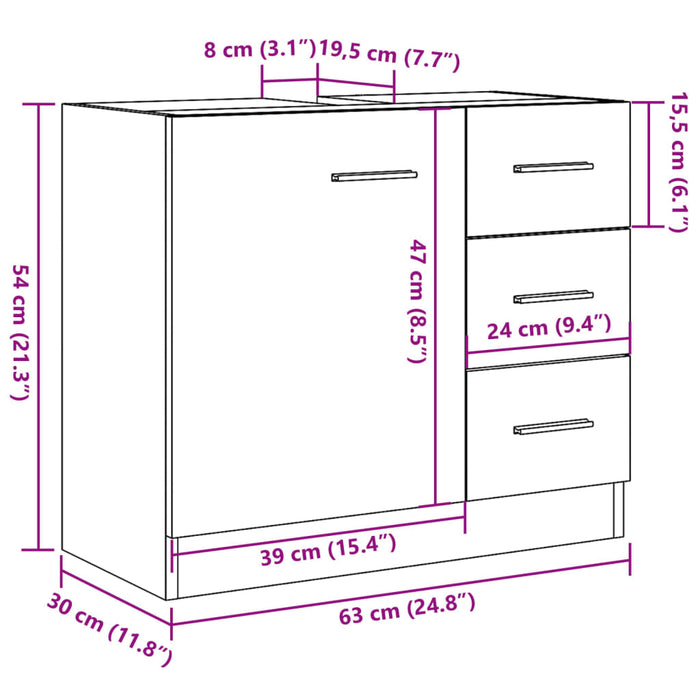 Шкаф за мивка Artisian Дъб 63x30x54 см Инженерно дърво