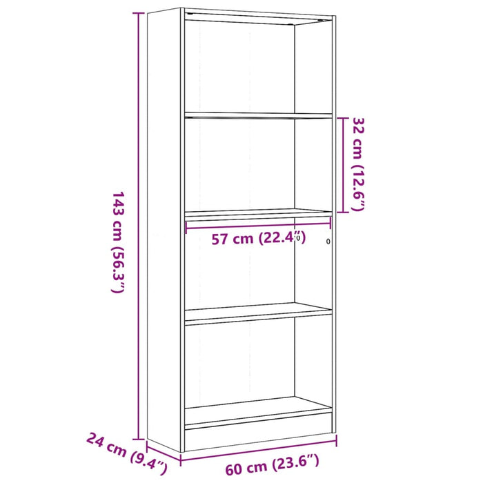 Bibliotecă Stejar Sonoma 60x24x143 cm Lemn prelucrat