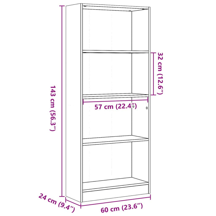 Bibliotecă Lemn Vechi 60x24x143 cm Lemn Tehnic