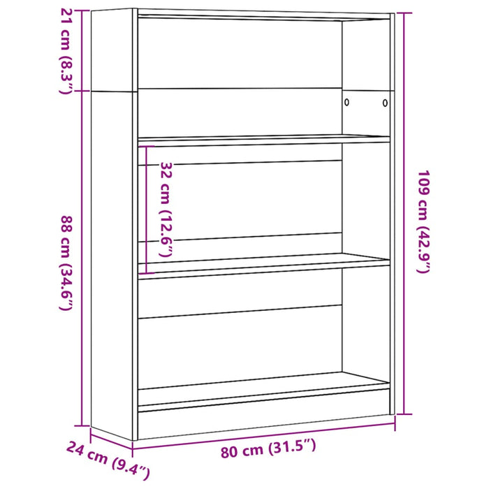 Bibliotecă Albă 80x24x109 cm Lemn de inginerie