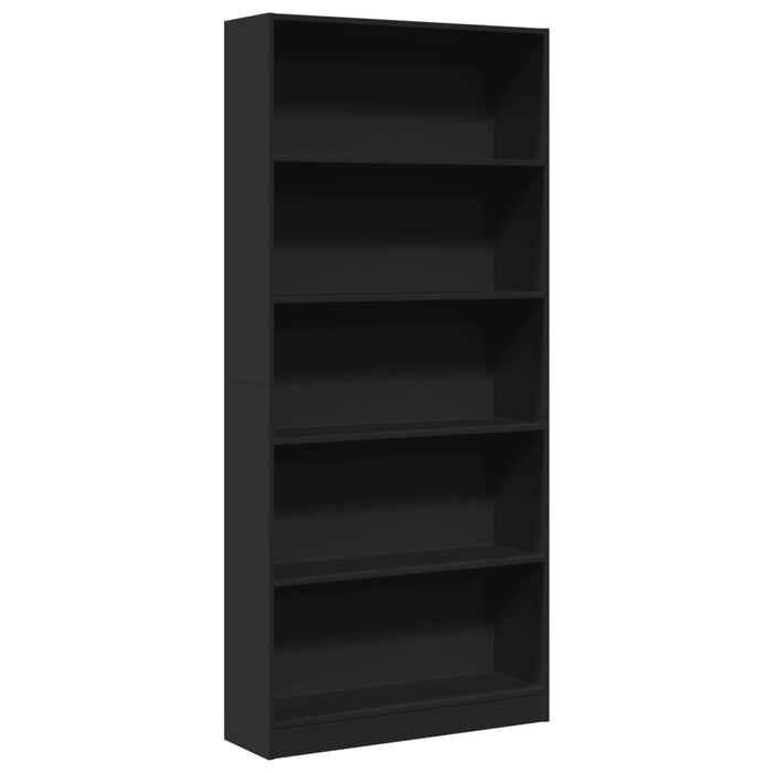 Bibliotecă Neagră 80x24x176 cm Lemn prelucrat