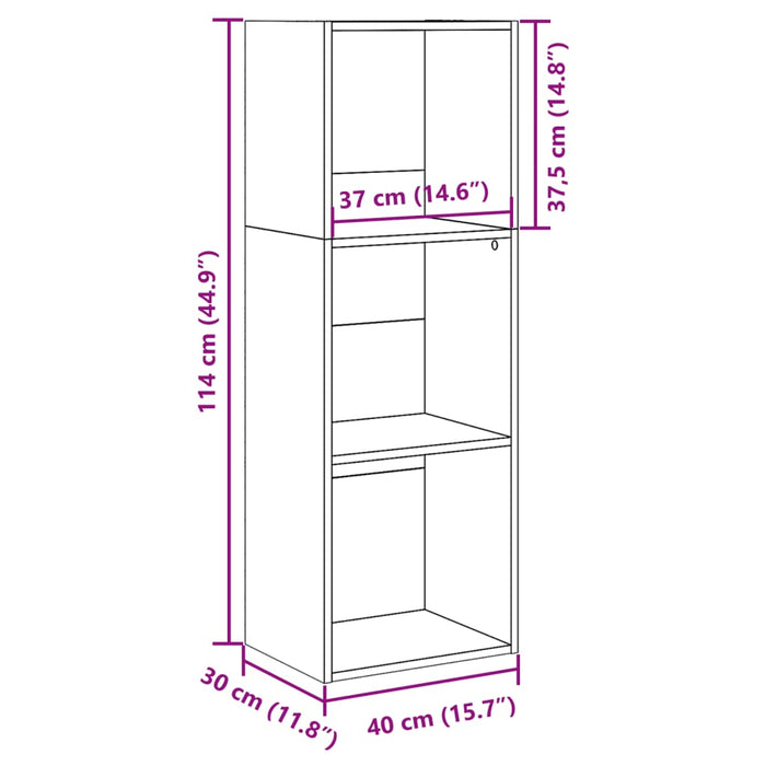 Библиотека Черна 40x30x114 см Инженерно дърво