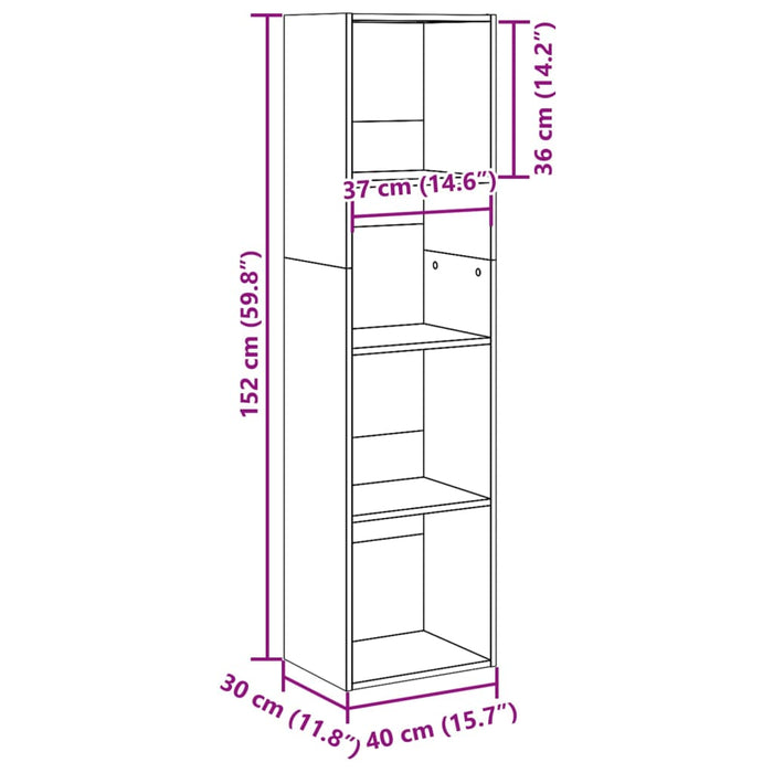 Bibliotecă Neagră 40x30x152 cm Lemn prelucrat