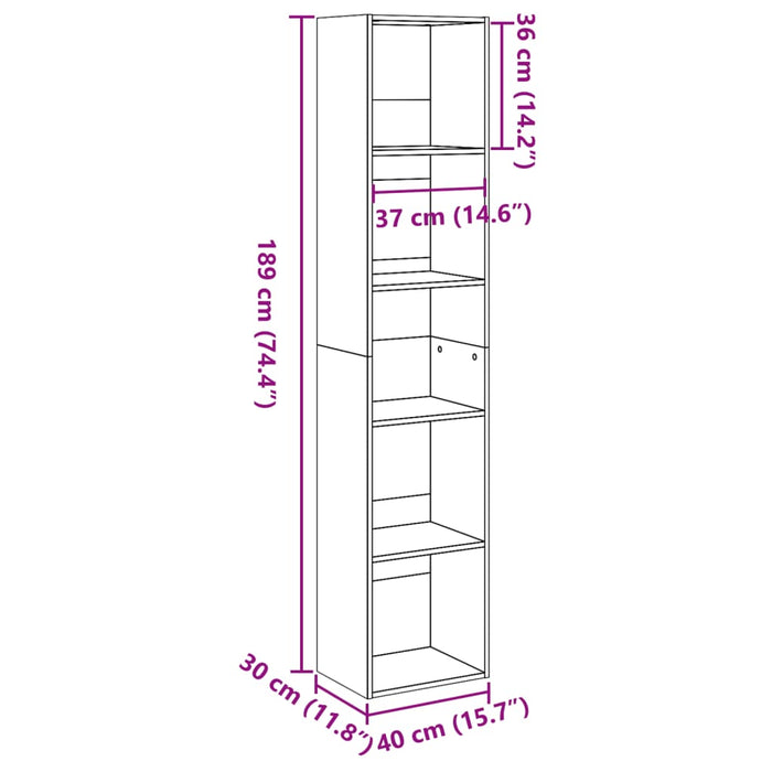 Bibliotecă Stejar Sonoma 40x30x189 cm Lemn prelucrat