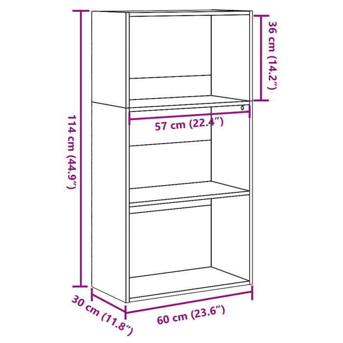 Bibliotecă Neagră 60x30x114 cm Lemn prelucrat