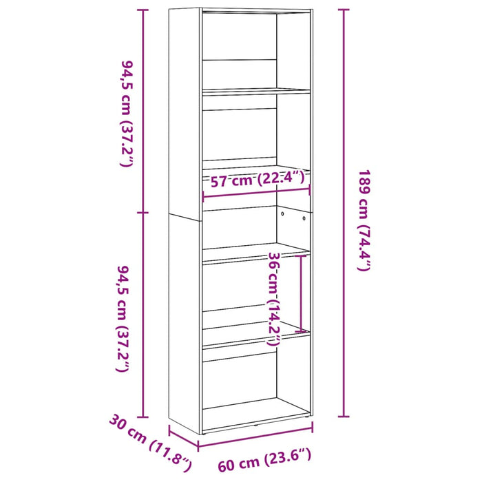 Bibliotecă Lemn Vechi 60x30x189 cm Lemn Tehnic