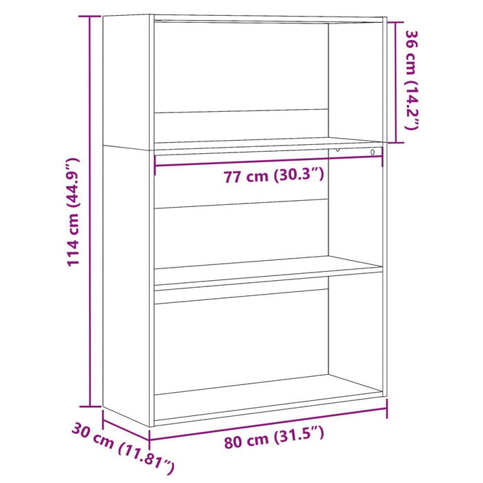 Библиотека Бяла 80x30x114 см Инженерно дърво