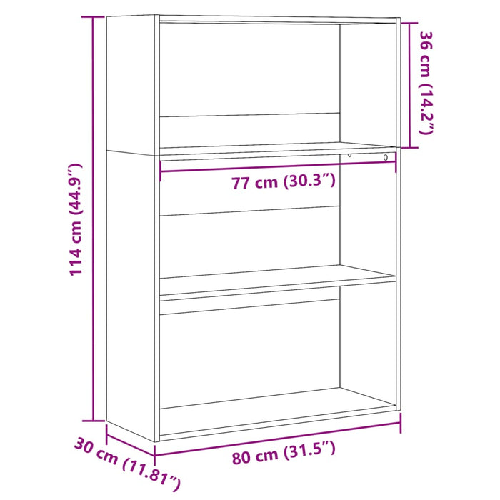 Етажерка за книги Grey Sonoma 80x30x114 cm Engineered Wood